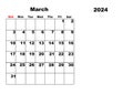 Calendar for 2024, March