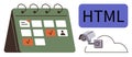 Digital Scheduling Calendar with Security Camera and HTML Integration Royalty Free Stock Photo