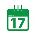 calendar marked on saint patrick's day. Vector illustration decorative background design Royalty Free Stock Photo