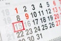 Calendar 15 May close-up, shallow dof