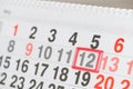 Calendar 12 May close-up, shallow dof