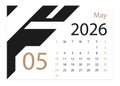 Calendar 2026. May 2026. Tear-off calendar. Personal organizer Royalty Free Stock Photo