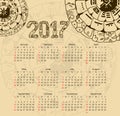 Calendar 2017 with maya symbolics