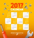 Calendar for mechanic or engineer master repairs simple vector template