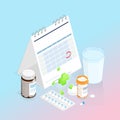 Calendar medicine, take medicine pill . Royalty Free Stock Photo