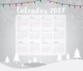 2017 Calendar on Merry Christmas and Happy New Year background Royalty Free Stock Photo
