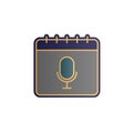 Calendar, microphone color gradient vector icon