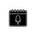 Calendar, microphone icon. Simple glyph, flat vector of calendar icons for ui and ux, website or mobile application