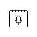 Calendar, microphone icon. Simple thin line, outline of calendar icons for ui and ux, website or mobile application