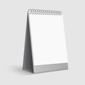 Calendar mockup. Blank white desktop office calendar with ring binder. 3d vector template