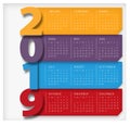 2019 Calendar Modern Colorful Large