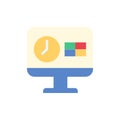 Calendar monitor clock icon. Simple color vector elements of almanac icons for ui and ux, website or mobile application