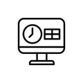 Calendar monitor clock icon. Simple line, outline vector elements of almanac icons for ui and ux, website or mobile application