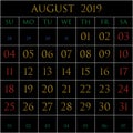 August 2019 square on black Royalty Free Stock Photo