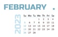 Calendar for the month of february 2023. Horizontal calendar