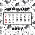 Calendar for the month January 2017.sketch set lemon