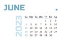 Calendar for the month of June 2023. blue Horizontal calendar