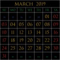 March 2019 square on black Royalty Free Stock Photo