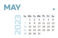 Calendar for the month of May 2023. blue Horizontal calenda