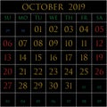 October 2019 square on black Royalty Free Stock Photo