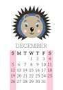 Calendar 2021. Monthly calendar for December 2021 from Sunday to Saturday. Yearly Planner. Templates with cute hand drawn face Royalty Free Stock Photo