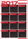 2017 calendar with months in black squares Royalty Free Stock Photo