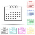 The calendar multi color set icon. Simple thin line, outline vector of web icons for ui and ux, website or mobile application Royalty Free Stock Photo