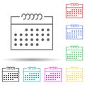 The calendar multi color set icon. Simple thin line, outline vector of web icons for ui and ux, website or mobile application