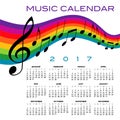 A 2017 calendar with a musical score Royalty Free Stock Photo