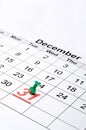 A calendar with New Year's day marked with a g Royalty Free Stock Photo