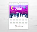 Calendar new year travel thailand with silhouette landmark