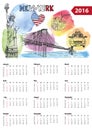 Calendar 2016. New York symbols
