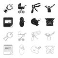 Calendar, newborn, stomach massage, artificial feeding. Pregnancy set collection icons in black,outline style vector