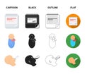 Calendar, newborn, stomach massage, artificial feeding. Pregnancy set collection icons in cartoon,black,outline,flat