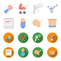 Calendar, newborn, stomach massage, artificial feeding. Pregnancy set collection icons in cartoon,flat style vector