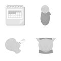 Calendar, newborn, stomach massage, artificial feeding. Pregnancy set collection icons in monochrome style vector symbol