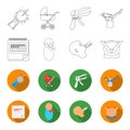 Calendar, newborn, stomach massage, artificial feeding. Pregnancy set collection icons in outline,flet style vector