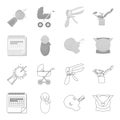 Calendar, newborn, stomach massage, artificial feeding. Pregnancy set collection icons in outline,monochrome style