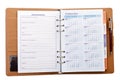 Calendar in notebook with pen Royalty Free Stock Photo