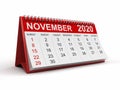 Calendar - November 2020 clipping path included