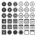 Calendar Number Icon Set