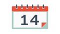 Calendar with number 14, marking specific dates and appointments, vector design Generative AI Royalty Free Stock Photo