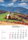 2014 Calendar. October. Royalty Free Stock Photo