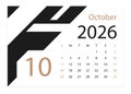 Calendar 2026. October 2026. Tear-off calendar. Personal organizer Royalty Free Stock Photo