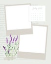 Calendar ollage vintage July 2022 To do list , planner note-taking ,scrapbooking, lavender and old newspaper , ideas