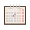 Calendar and one day marked on it. Flat vector illustration.