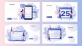 Calendar online. Schedule concept. Time management, business planning. Screen template for mobile smart phone, landing Royalty Free Stock Photo