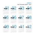 Calendar 2022 unique design. Clear and useful calendar.