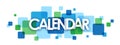 CALENDAR blue and green overlapping squares banner Royalty Free Stock Photo