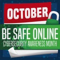 Calendar, Padlock and Pixelated Sign Promoting Cybersecurity Awareness Month, Vector Illustration